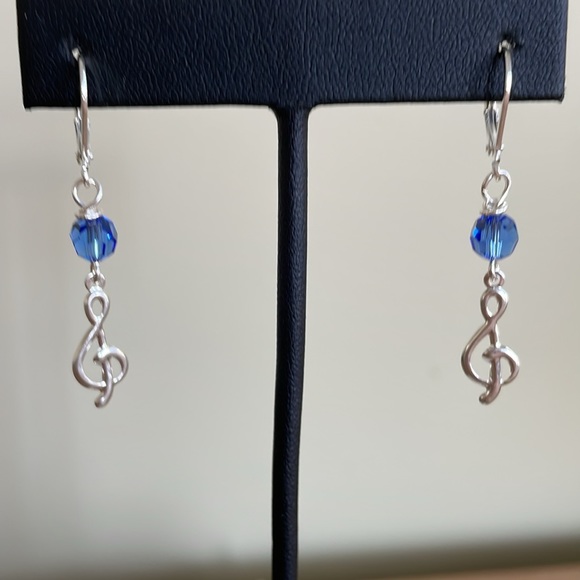 HAND CRAFTED Swarovski Crystal Birthstone Earrings with Treble Clef - Picture 5 of 11